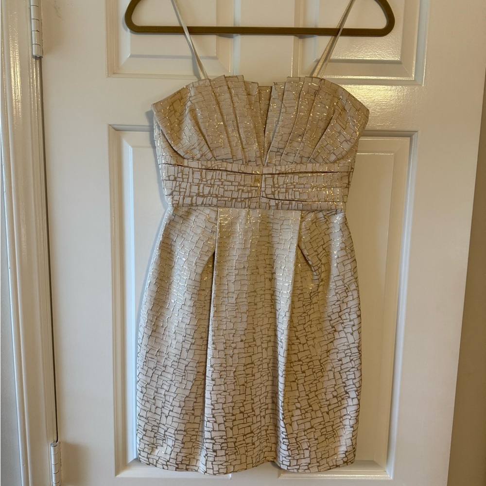Max & Cleo Gold/Cream Cocktail Dress